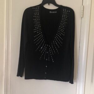 Avenue Black Studded Cardigan